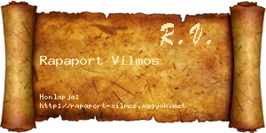 Rapaport Vilmos névjegykártya
